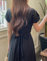 Opil Balloon Sleeve Linen Long One Piece