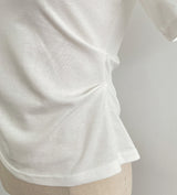 Linda Round-Neck Shirred Slit Short Sleeve T-Shirt