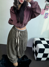 ソフティ💍💎スエードバルーンロングパンツ🩶🤎🖤3カラー