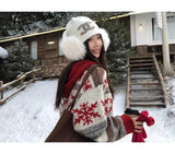 Red Snow Stripe Hooded Knit Zip-Up