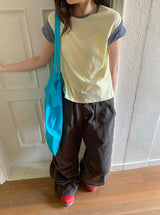 Lumiv Button Roll-up Color Matching Short Sleeve Tee
