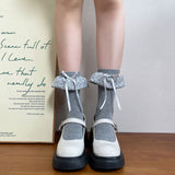 French Polka Dot Bubble Frill Ribbon Socks