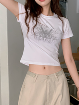 CT Modal Print Short Sleeve Crop T-Shirt (4color)
