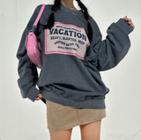 (UNISEX) ピンクプリントビンテージピグメントルーズフィットオーバーサイズユニセックススウェットシャツ
