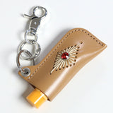 stud & wax thread lighter case keyring beige