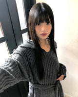 リハオープンカラーウエストタイツーウェイVネックニット