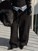 Denim layered sweat pants(2color)