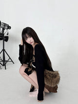 1546. Argyle check top bolero set (2color)