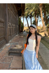 sky frill cancan long skirt