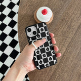 Flower check pattern epoxy bumper case (black)