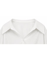 Elowen Open Collar Wide Cuff Long Sleeve Shirt White