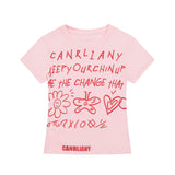 グラフィックレタリングドローイングクロップTシャツ 232406609
