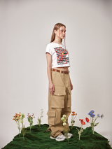 フラワーTシャツ（クロップ