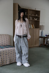 Dart pintuck wide pants
