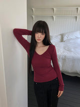 ローザ Vネック シャーリング ロングスリーブ ティー
