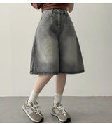 Kneb   Washing denim Bermuda shorts [Basic & Long]