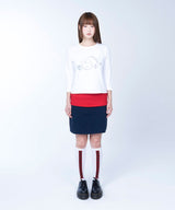 フォールデッド カラーブロック スカート (navy)