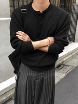 クリームソフトウールヘンリーニット