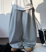 10000SOLD❤ FRONT TWO PINTUCK BALLOON WIDE  OVER PANTS 🩶🖤2COLOR 🩶S-XL