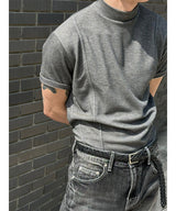 [MUSCLE FIT] スリットモックネックハーフニット(3color)