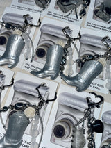 Silver Boots Pendant Rose Keyring Bag Charm