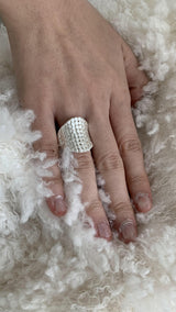 Silver mirror ball ring