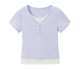 Heni Soft V Button Tee