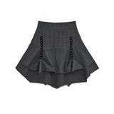 Strap layered midi skirt (Charcoal)