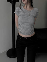 basic shirring short sleeve (2color)