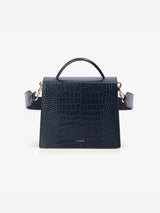 LAZEL MINI CROC ショルダーレザーバッグ / Wani Navy