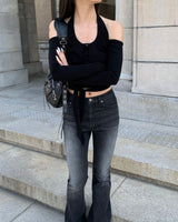 [MADE] Halter tie T - black