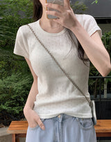 [SHOPPERMADE] アイレットスリムショートスリーブTシャツ (4color)