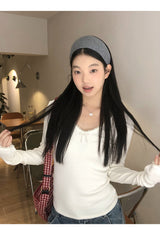 パールボウVネック長袖Tシャツ