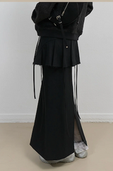 Layered Wool Skirt / Black