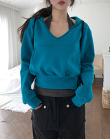 POEN Slit Button Halter Layered Hoodie