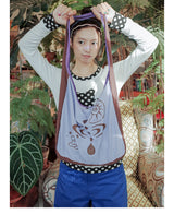 UnsocialNight original literary retro versatile casual illustration printed one-shoulder cross-body bag for women