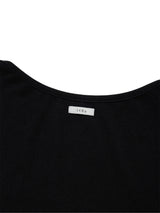 ベーシック エッセンシャル リブ ボートネックトップ(BLACK)