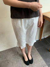 Derson Lace Shirring Banding Capri Pants
