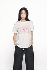 25SS オイルペイティンググラフィックウーマンショートスリーブTシャツ クリーム
