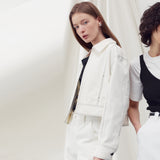 ステッチディテールドボンバージャケット WHITE