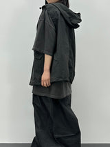 button hooded vest