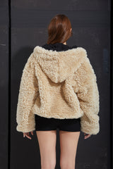 FUR ZIP-UP -BEIGE