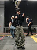 Diagonal Cargo Wide Pants