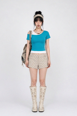 DUAL-TONE ASYMMETRY TEE (4COLORS!)
