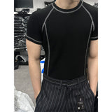 [MUSCLE FIT] Stitch waffle half t-shirts(3color)