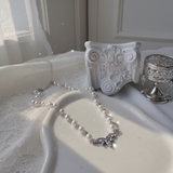 [Jo Yuri Necklace]ヘブンリークリスタルパールチョーカーネックレス - Silver Color