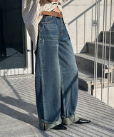 [4season] Wide roll up denim pants(3color)