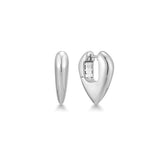 silver puppy shield hoop rhodium plating + 925 silver earrings E067-09H