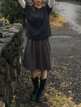 Coco Pintuck Suede Midi Skirt (2c)