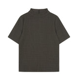 Back Zipper Wrinkle Tee Brown